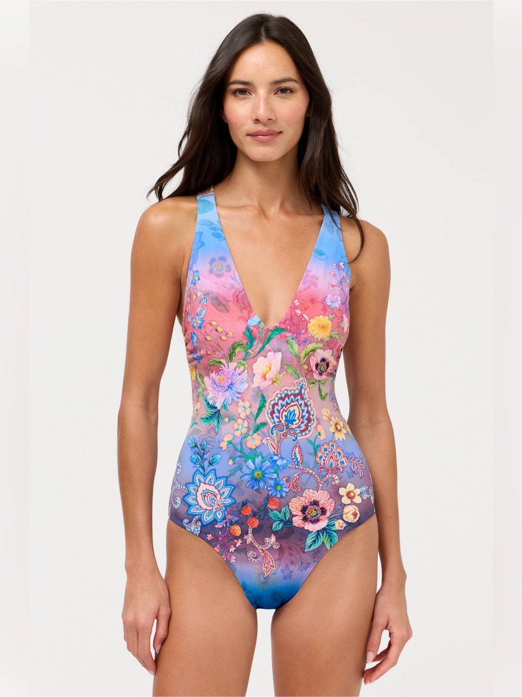 Nwt Johnny Was Lilliana Floral Crisscross Back One Piece Swimsuit